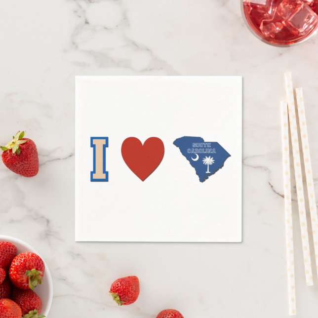 Serviette En Papier I Love South Carolina Heart State Flag Party (En situation)