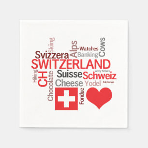 Serviette En Papier I Love Switzerland - Favoris Swiss Things