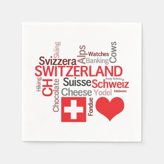 Serviette En Papier I Love Switzerland - Favoris Swiss Things (Devant)