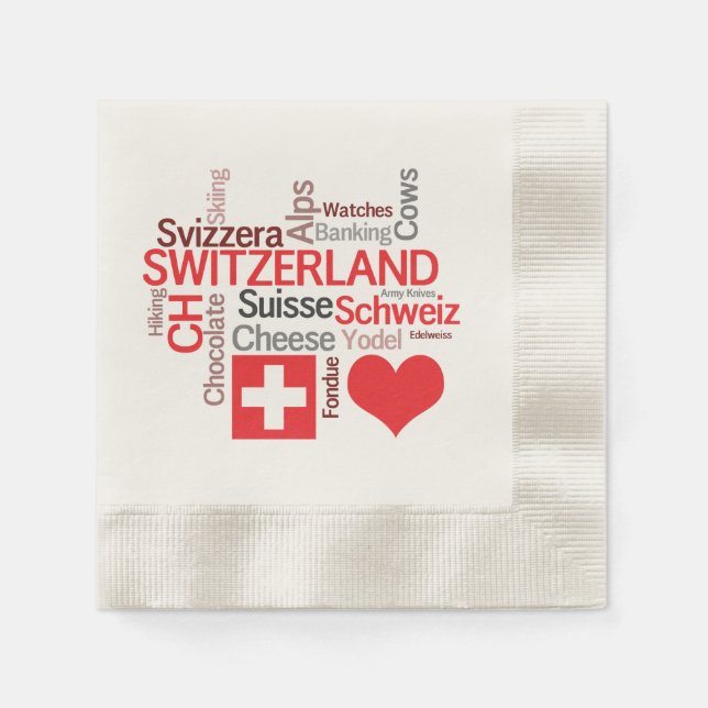 Serviette En Papier I Love Switzerland - Favoris Swiss Things (Devant)