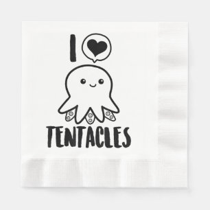 Serviette En Papier I Love Tentacles T-shirt Cute Octopus Tee