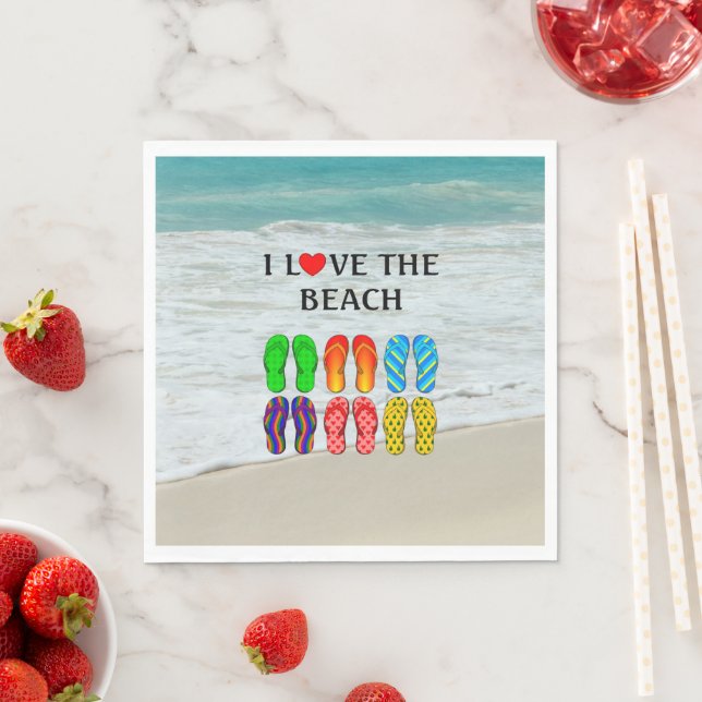 Serviette En Papier I Love the Beach (En situation)