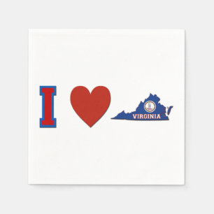 Serviette En Papier I Love Virginia Heart State Flag Party
