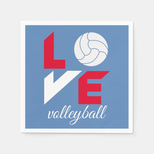 Serviette En Papier I Love volleyball (Devant)