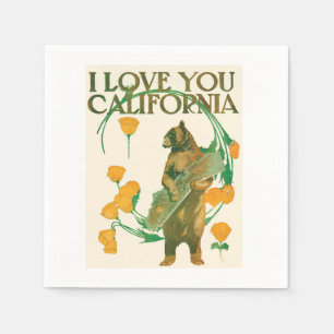 Serviette En Papier I Love You California Bear cocktail party serviett