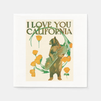 Serviette En Papier I Love You California Bear cocktail party serviett