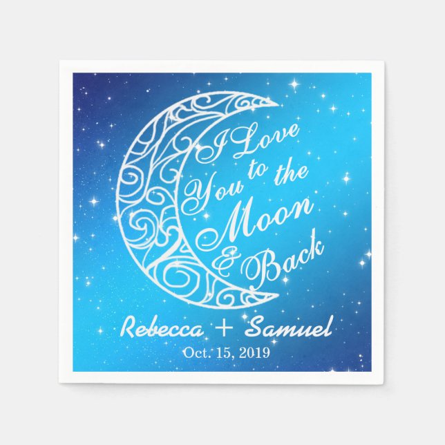 Serviette En Papier "I Love You To The Moon and Back" Mariage personna (Devant)