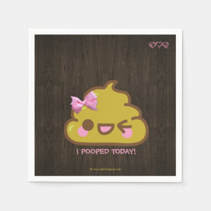 Serviette En Papier I Pooped aujourd'hui ! Cutey Poo avec l'arc rose