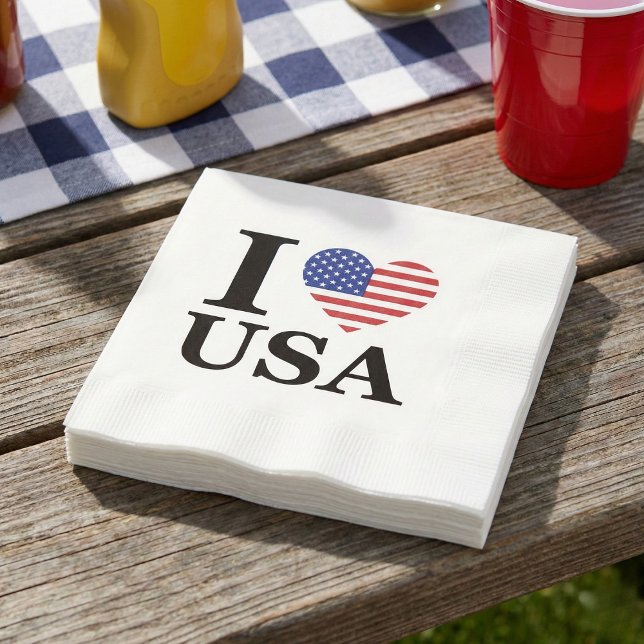 SERVIETTE EN PAPIER "I ❤️ USA" (Freedom’s Favorite Napkin.)