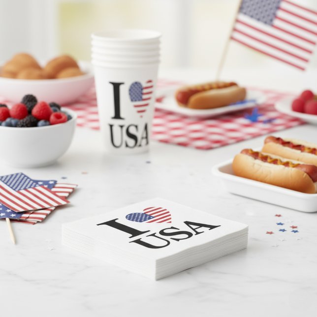 SERVIETTE EN PAPIER "I ❤️ USA" ("I ❤️ USA" NAPKINS)