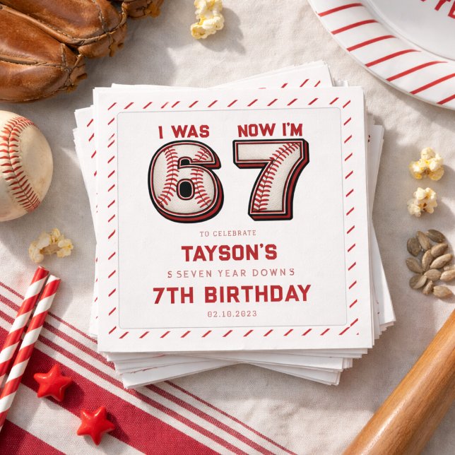 Serviette En Papier I Was 6, Now I’m 7 – Baseball 7th Birthday (I Was 6, Now I’m 7 – Baseball 7th Birthday Napkins
)