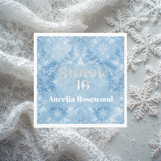 Serviette En Papier Ice Blue Frost Fairytale Winter Snow Sweet 16 Chic