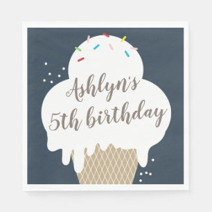 Serviette En Papier Ice Cream Cone Navy Blue Anniversaire de enfant Pa