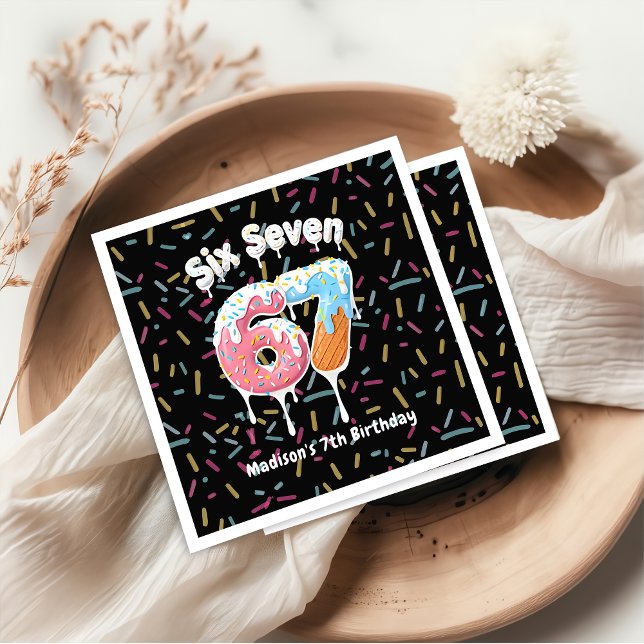 Serviette En Papier Ice Cream Six Seven 67 Birthday Napkins (Créateur téléchargé)