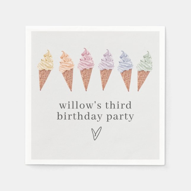 Serviette En Papier Icecream arc-en-ciel (Devant)