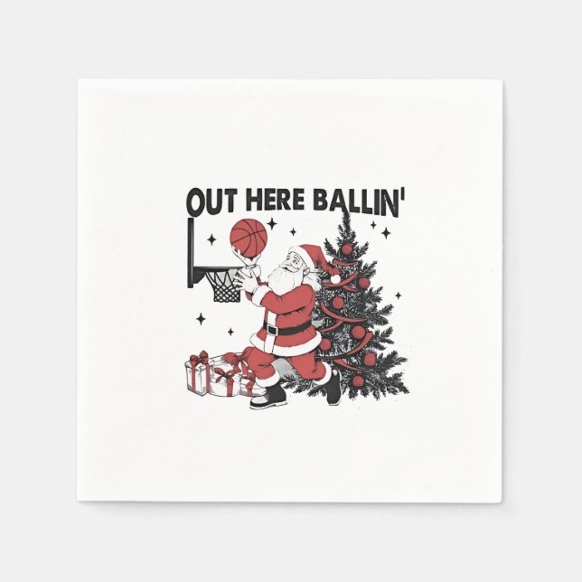Serviette En Papier Ici Balling Basket Sport Noël Noël (Devant)