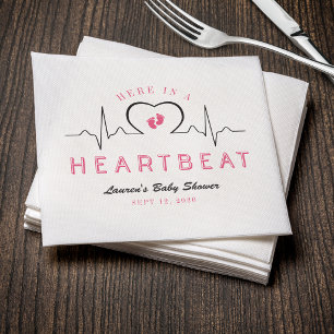 Serviette En Papier Ici dans un Moniteur Cardiaque Rose Baby Shower