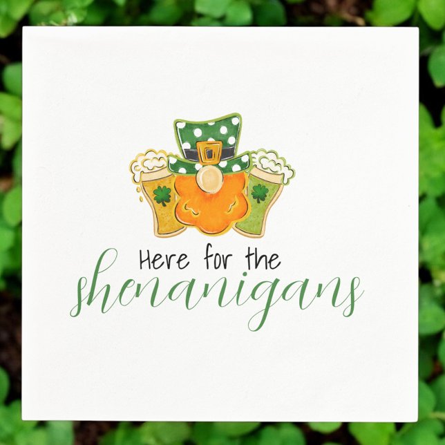 Serviette En Papier Ici pour les Shenanigans St Patricks Leprechaun  (Créateur téléchargé)