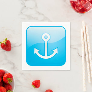 Serviette En Papier Icône Ancre bleue marine moderne