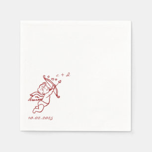 Serviette En Papier Icône de Cupidon dessinée à la main Mariage