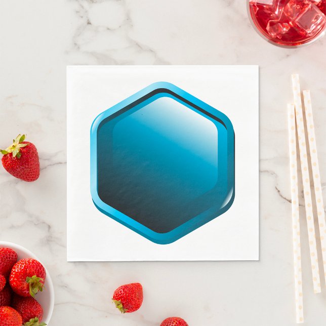 Serviette En Papier Icône hexagonale bleue brillante Géométrique moder (Créateur téléchargé)
