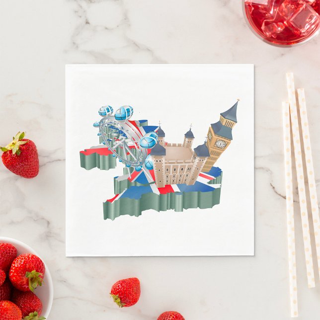 Serviette En Papier Icone Londres Points de repère Carte Royaume-Uni V (Créateur téléchargé)