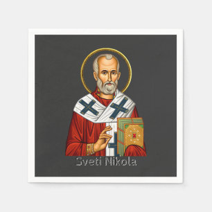Serviette En Papier icône orthodoxe serbe de lettre de saint Nicolas 