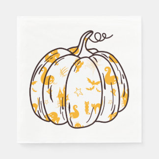 Serviette En Papier Icônes d'Halloween orange mignonnes au déjeuner Ci