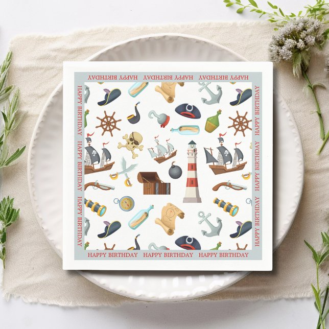 Serviette En Papier Icônes Nautiques Pirate (Créateur téléchargé)