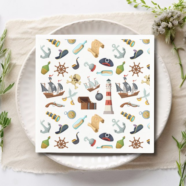 Serviette En Papier Icônes Nautiques Pirate (Créateur téléchargé)