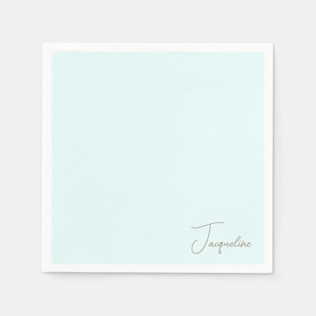 Serviette En Papier Icy Blue Personnalisé Script Nom Douche Cocktail (Devant)