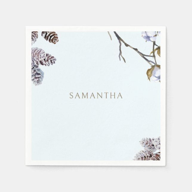 Serviette En Papier Icy Blue Winter Personnalisé Douche Cocktail (Devant)