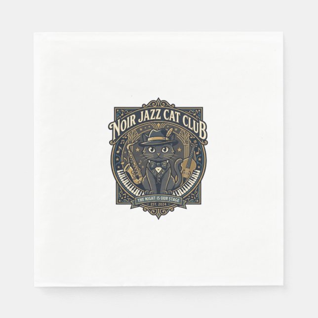 Serviette En Papier Idée cadeau pour papa chat de chat jazz noir - Cha (Devant)