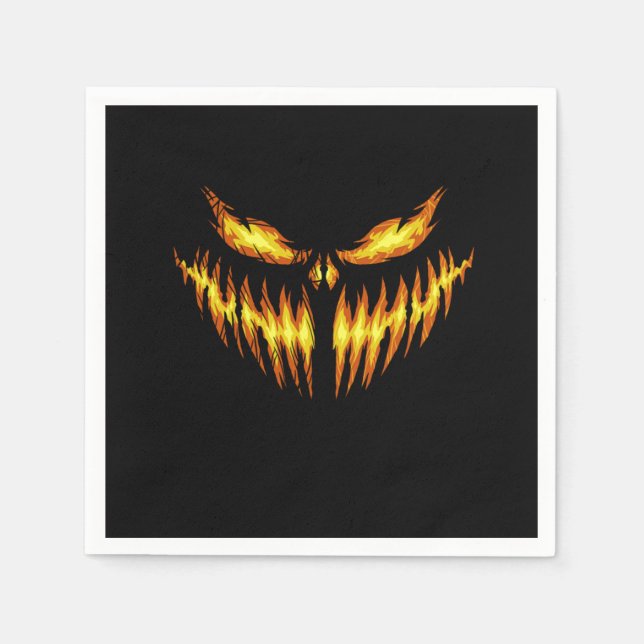 Serviette En Papier Idée Cadeau Visage Citrouille Effrayant Halloween (Devant)