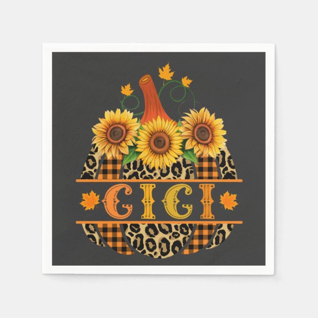 Serviette En Papier IGi Pumkin Leopard Print Sunflower Buffalo Plaid (Devant)