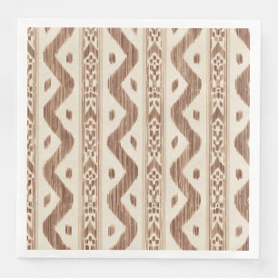 Serviette En Papier Ikat au Chocolat, Rayure de Table Tissée