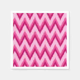 Serviette En Papier Ikat Chevron Stripes - Fuchsia et rose pâle
