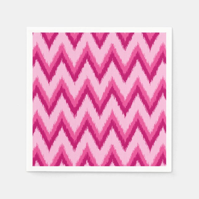 Serviette En Papier Ikat Chevron Stripes - Fuchsia et rose pâle (Devant)