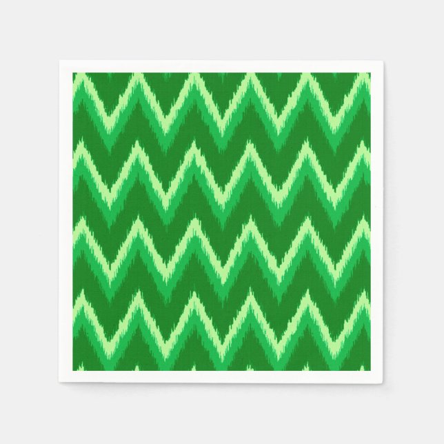Serviette En Papier Ikat Chevron Stripes - Pin et Lime Green (Devant)