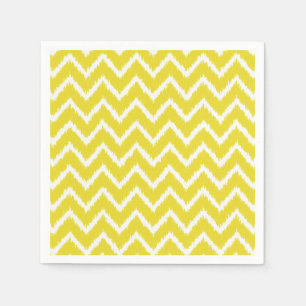 Serviette En Papier Ikat Chevrons - moutarde jaune et blanc