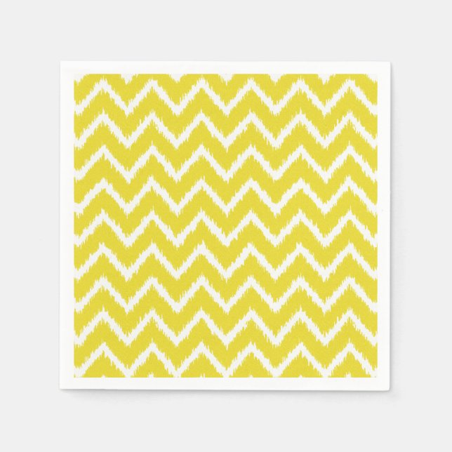 Serviette En Papier Ikat Chevrons - moutarde jaune et blanc (Devant)