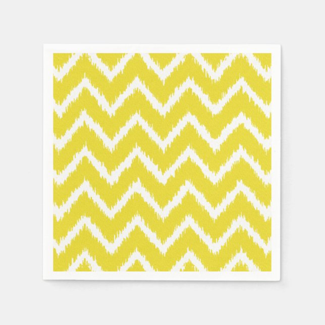 Serviette En Papier Ikat Chevrons - moutarde jaune et blanc (Devant)