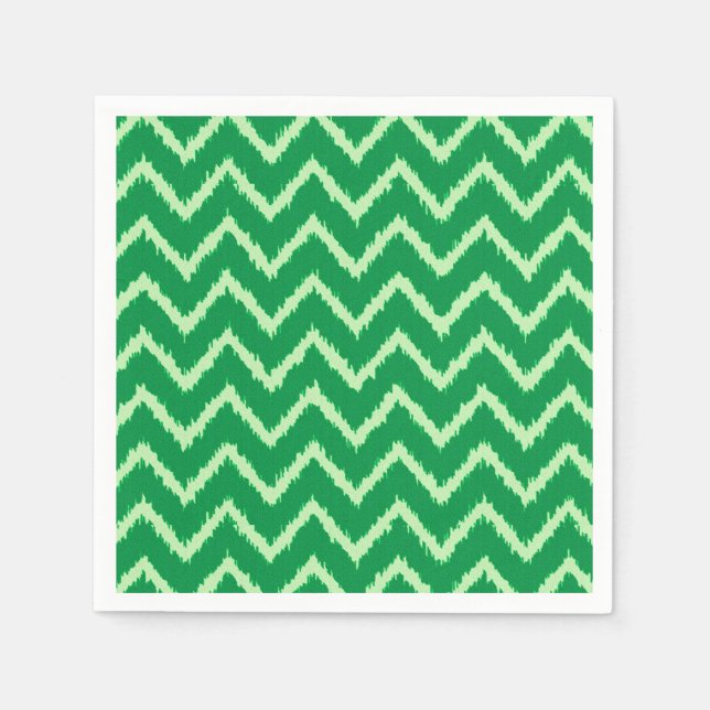 Serviette En Papier Ikat Chevrons - Pin et vert clair (Devant)