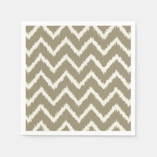 Serviette En Papier Ikat Chevrons - Taupe tan et beige