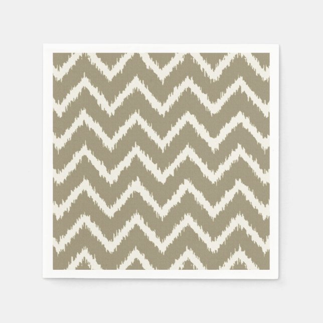 Serviette En Papier Ikat Chevrons - Taupe tan et beige (Devant)