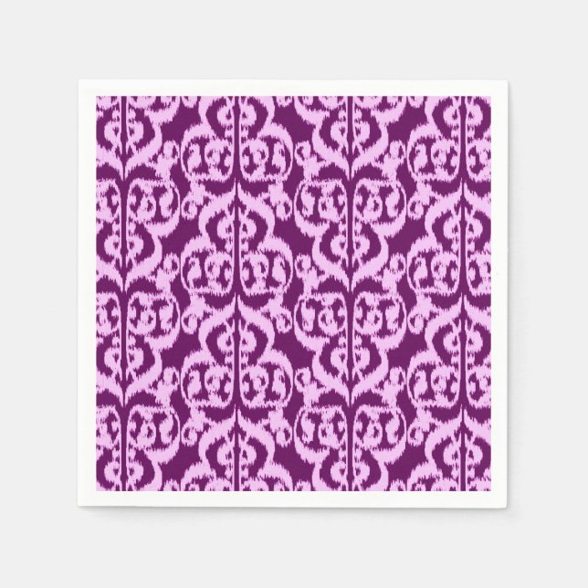 Serviette En Papier Ikat damas mauresque - violet et orchidée (Devant)