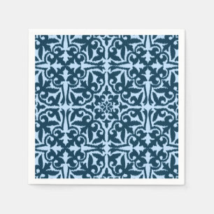 Serviette En Papier Ikat damask pattern - Indigo foncé et bleu clair