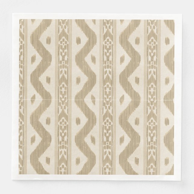 Serviette En Papier Ikat de sable, Rayure tissée pour table (Devant)