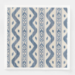 Serviette En Papier Ikat Deep Blue, Rayure de Table Tissée