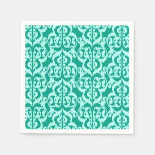 Serviette En Papier Ikat Moorish Damask - paon et aqua